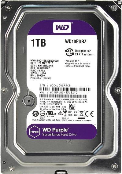 Жесткий диск Western Digital фиолетовый WD10PURZ 1000Gb